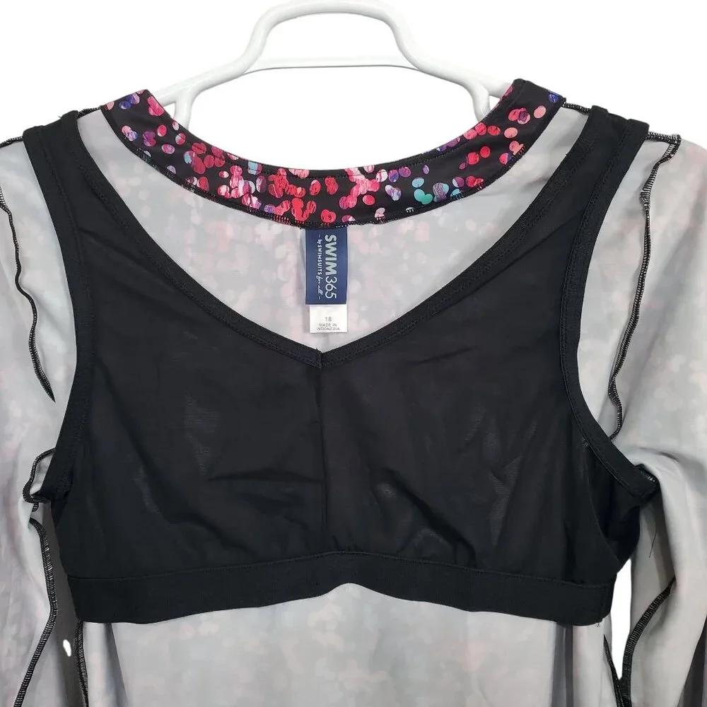 Swim365 NWT Women Plus Sz 18 Swim Tee Built In Bra Side Ruched Split Neck UPF50 - Picture 13 of 14